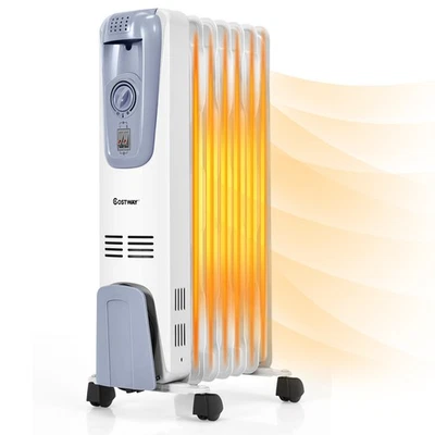 1500W Electric Oil Filled Radiator Space Heater 7-Fin Thermostat  Room Radiant - Image 1 of 4