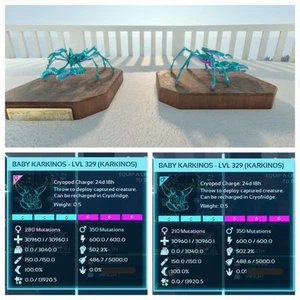 ARK ASCENDED PVE OFFIZIELLES PAAR BABY KARKINOS BAUMWOLLE C. NEU TOP 30K HP 3K GEWICHT. - Bild 1 von 4