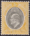 Southern Nigeria 1903 KEVII 5sh Grey-Black and Yellow Mint SG18 cat £90