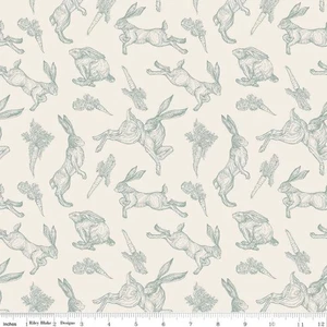 SWEET SPRING RABBITS ~ Ivory Background ~ Riley Blake ~ Sketched Hare Bunny - Picture 1 of 1