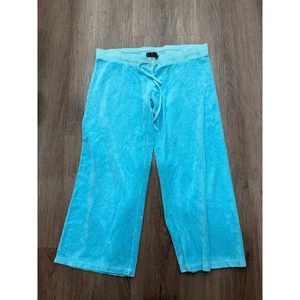 Pantalones deportivos vintage Juicy Couture de terciopelo capri recortados con cordón azul para mujer - Imagen 1 de 6