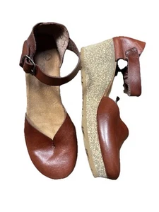 Yokono Leather Women's Made in Spain Mary Jane Cork Wedge Sandals 7.5 - Picture 1 of 11