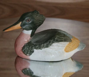 Red Breasted Merganser Duck Bisque Porcelain Figurine 5.5" unique VTG - Picture 1 of 12