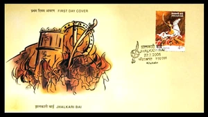 125.INDIA 2001 STAMP JHALKARI BAI, WAR,REVOLUTION, FORT, ARCHITECTURE, HORSE FDC - Picture 1 of 1