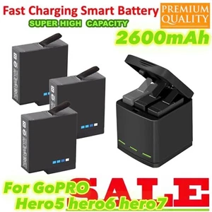3x Battery for GoPro Hero 7 hero 6 hero 5 Black + Triple Charger for Go Pro HERO - Picture 1 of 3