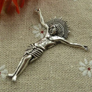 Free Ship 60 pcs plata tibetana Jesús Flatback stick sin agujero 47x41mm L-1160 - Imagen 1 de 4