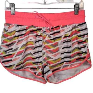 Fabletics Drawstring Sz S Neon Line Running Shorts Pink Orange Coral - Picture 1 of 9