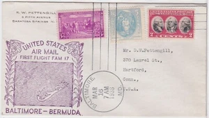 TurtlesTradingPost- Baltimore, MD 1938 First Flight Baltimore to Bermuda FAM-17 - Picture 1 of 2