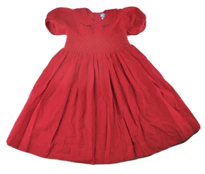 Girls vintage CARRIAGE BOUTIQUES red corduroy smocked dress 5 Christmas outfit - Picture 1 of 4