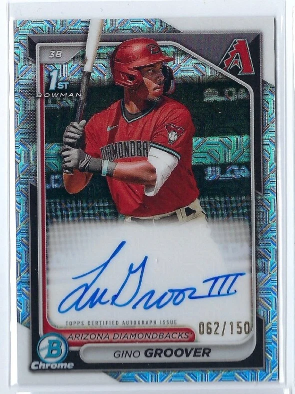 2024 Bowman Chrome GINO GROOVER RC 1st Auto HTA Mojo Refractor #'d 62/150 Dbacks - Image 1 of 1