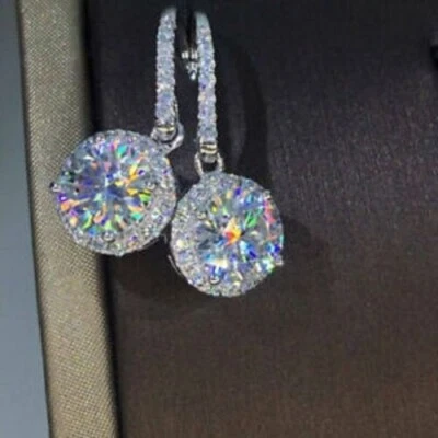 4Ct Lab Created Diamond Drop & Dangle Earrings 18K White Gold Over - Image 1 of 4