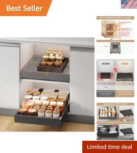Adjustable Slide-Out Shelves with 3 Rails - Maximize Cabinet Space Effortlessly - Picture 1 of 8