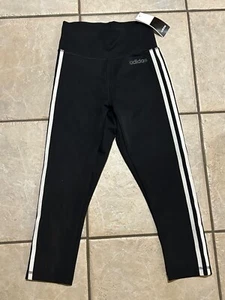 NWT Adidas Climalite 3 Stripe Legging Womens XS Black Activewear - Picture 1 of 4
