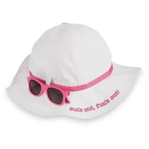 Mud Pie Baby Girl White Sun's Out, Fun's Out! Sun Hat and Sunglass Set - Picture 1 of 1