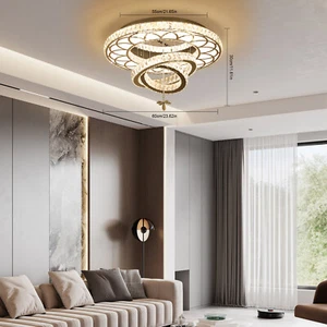 Ceiling Light Crystal LED Pendant Lamp Lighting Chandelier Bedroom+RC Fixture US - Picture 1 of 24
