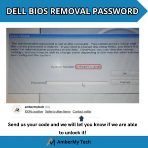 Dell Bios Password Removal Unlock 595B D35B 2A7B 1D3B 1F66 6FF1 1F5A BF97 LOCK - Picture 1 of 3
