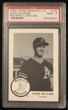1985 CHONG MODESTO A’S MARK MCGWIRE ROOKIE INCORRECT SPELLING ERROR #17a PSA 9