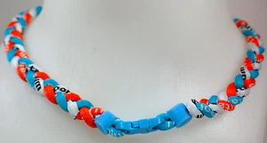 NEW 20" Custom Clasp Braided Sport Orange White Light Blue Sky Tornado Necklace - Picture 1 of 1