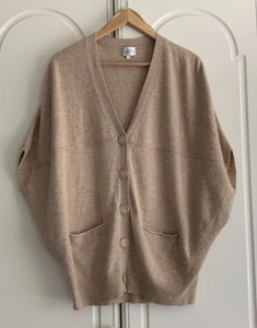 Kaliko beige weich Feinstrick Wollmischungen Oversize kastig V-Ausschnitt Cardigan Gr 10 - Bild 1 von 7