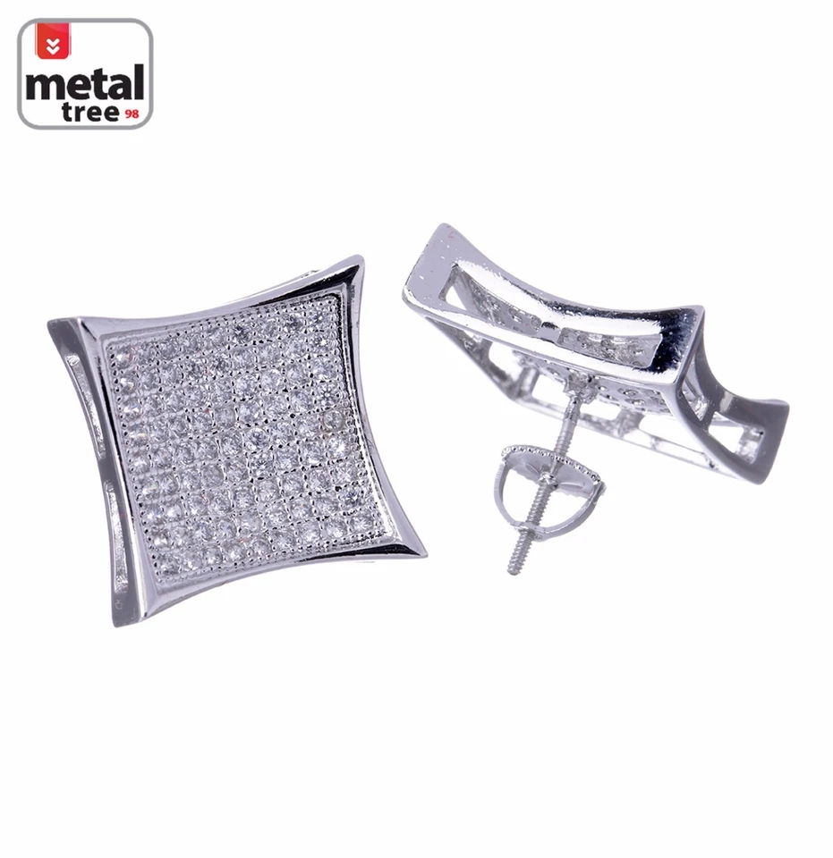 Brincos quadrados de pipa quadrada cavada folheados a ouro/prata hip hop parafuso traseiro - Imagem 1 de 1