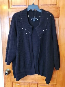 Calvin Klein Women's Shaggy Open Cardigan Jacket Black Size  3X  - Picture 1 of 7