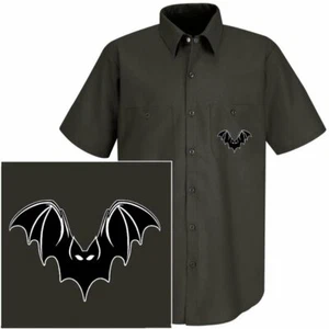 VAMPIRE VAMPIRESS BAT DRACULA TRUE BLOOD AT TWILIGHT NOSFERATU NOS4A2 WORKSHIRT - Picture 1 of 12