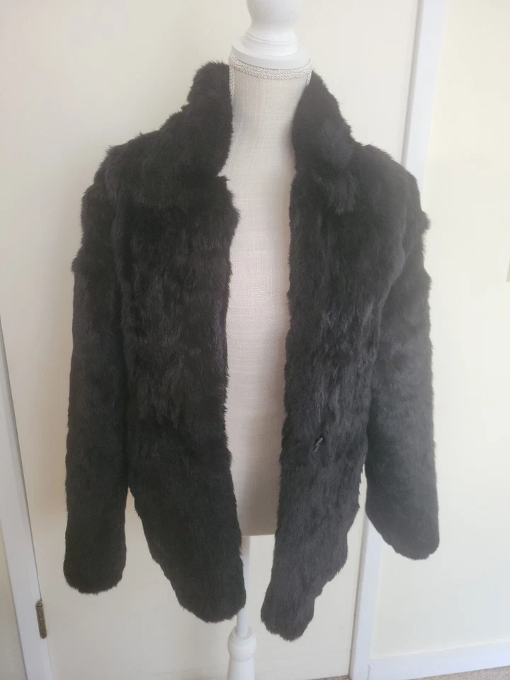 复古 70 年代 Mademoiselle Furs 黑色 Raɓbit 夹克小号 GUC — 第 1/4 张图片