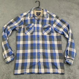 Pendleton The Original Camisa de Tablero Hombres M Alto Lana Virgen Azul Gris Cuadros - Imagen 1 de 10