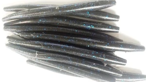 5" STICK (BLACK BLUE FLAKE) SENKO STYLE CUSTOM INJECTED SUPER SOFT 16 CT - Picture 1 of 3