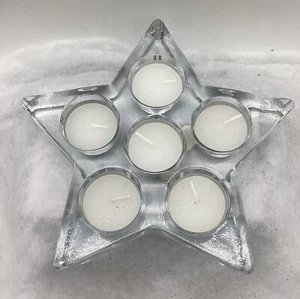 Crystal Star Candle Holder With 6 Tea Light Candles Included - Picture 1 of 10