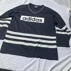 White Black Blue Adidas Striped Mesh Ice Hockey Jersey Sports Size XL 🔥🔥 - Picture 1 of 8