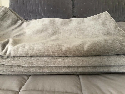 West Elm $500 Worn Velvet Drapes in Gray Set of 4 Panels 48" x 96" - Image 1 of 4