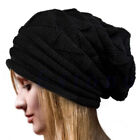 Women Ladies Fashion Crochet Cap Winter Warm Men Fold Knitted Cotton Baggy Hat U