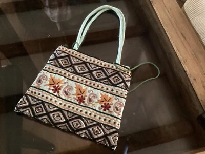 SILK EMBROIDERED SHOULDER BAG - Image 1 of 2