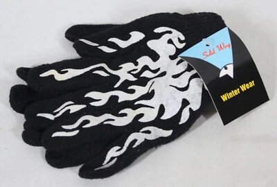HALLOWEEN ALA SÓLIDA ROPA DE INVIERNO LLAMAS BLANCAS/GUANTES NEGROS TALLA ÚNICA NUEVOS CON ETIQUETA Foto 1 de 2