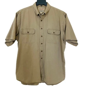 Abercrombie Fitch Shirt Mens XL Button Short Sleeves Khaki Pockets Cotton Solid - Picture 1 of 8