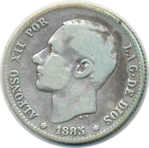 ESPAGNE 1 PESETA 1885 MSM ALFONSO XII TB (W686) - Imagen 1 de 2