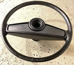 FORD CAPRI MK2 1974-77 STEERING WHEEL LEATHER BLACK+cover/pad 74EB-3600-DAFA NOS - Picture 1 of 12
