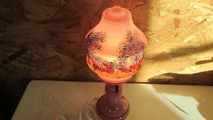 Antique Pink Glass Reverse Painted Dresser Lamp - Picture 1 of 3