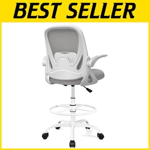 Rolling Stool with Back Support - Adjustable Foot Rest Ring - Picture 1 of 9