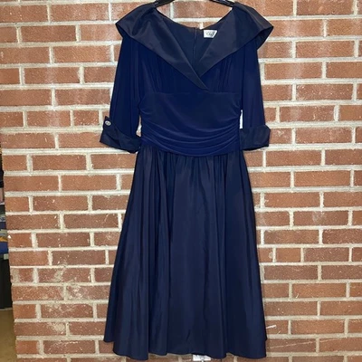 Eliza J Women's Navy Blue Shawl Collar Formal Dress Elegant Party Gown 16 NWT - Image 1 of 4