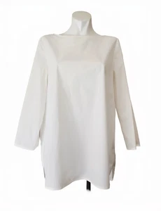COS weiße Bluse aus 100 % Baumwolle mit Glockenärmeln und Knopfverschluss hinten Größe 8 - Bild 1 von 4