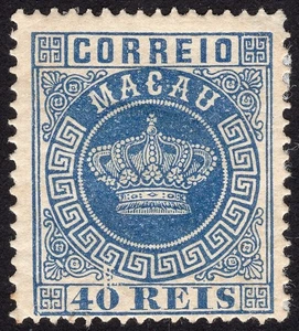 Macau/Macao 1884 Crown stamp 40R  perf.13 1/2 Michel 5C MH OG - Picture 1 of 2