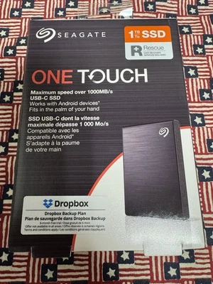 Unidad de estado sólido externa Seagate One Touch 1 TB SSD USB-C negra STKG1000400 NUEVO Foto 1 de 4