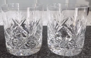2 X Beautiful Vintage Crystal Whisky Tumblers, Mint Condition - Picture 1 of 3