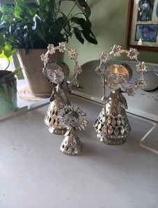 Juego de 3 ángeles de hojalata vintage mexicanos hechos a mano - Imagen 1 de 11