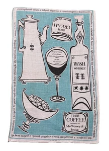 Nuevo de Lote Antiguo Toalla de té de lino crema irlandesa relisheth el corazón aligera la mente - Imagen 1 de 5