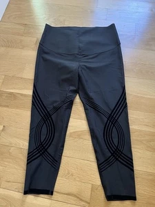 Fanka Body Sculpt Resistance Crop Leggings Black 3 XL Yoga Compression Stripe - Picture 1 of 5