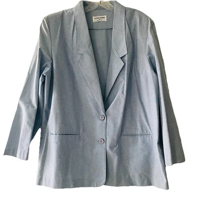 ¡Vintage! Chaqueta Blazer Alfred Dunner Talla 20 Ligera Azul Cambray Hecha en EE. UU. Foto 1 de 4
