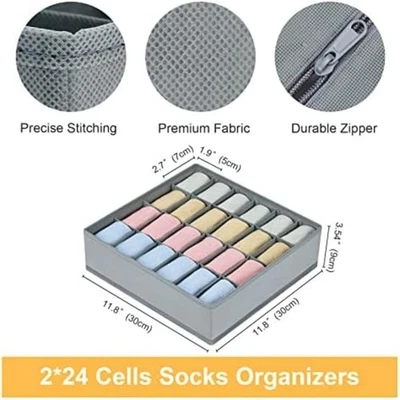 Sock Drawer Organizer Set 24 Compartments with Fabric for Neat Storage - Image 1 of 4